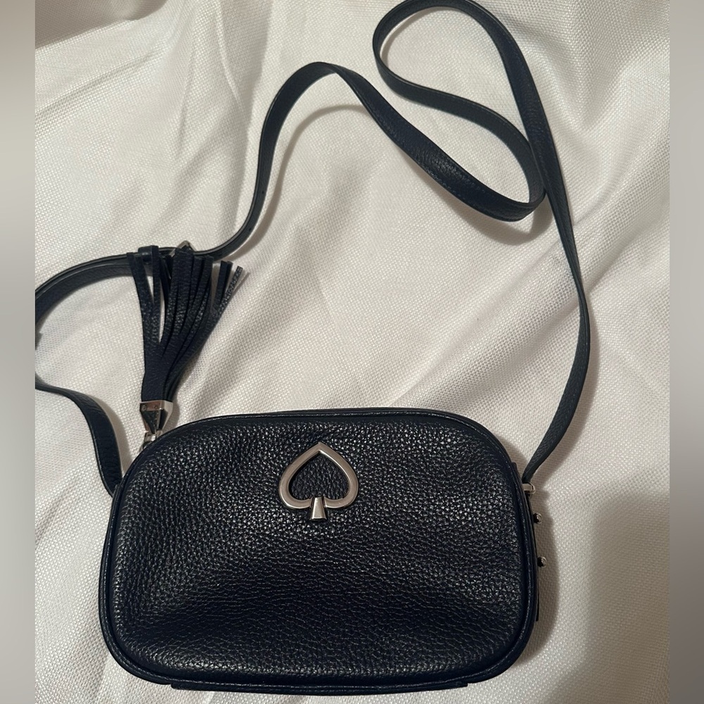 Kate Spade Navy Blue Crossbody Bag with Silver Accent